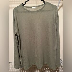GU Olive Green Long Sleeve semi-sheer Top. Size M